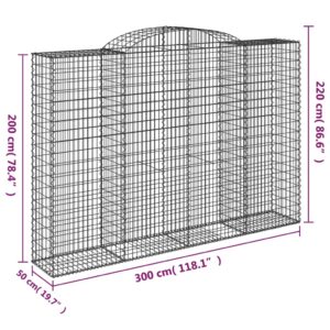 vidaXL Gabioner bågformade 5 st 300x50x200/220 cm galvaniserat järn - Bild 6