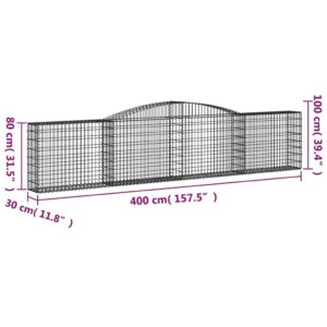 vidaXL Gabioner bågformade 8 st 400x30x80/100 cm galvaniserat järn - Bild 6