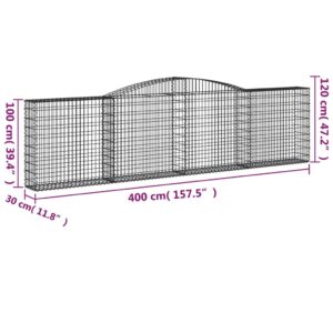 vidaXL Gabioner bågformade 3 st 400x30x100/120 cm galvaniserat järn - Bild 6