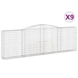 vidaXL Gabioner bågformade 9 st 400x30x120/140 cm galvaniserat järn - Bild 2