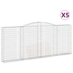 vidaXL Gabion bågformad 5 st 400x30x160/180 cm galvaniserat järn - Bild 2