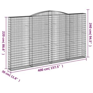 vidaXL Gabioner bågformade 6 st 400x30x220/240 cm galvaniserat järn - Bild 6