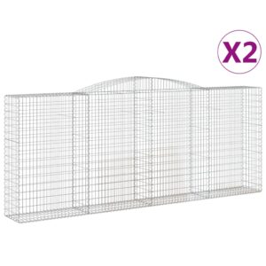 vidaXL Gabion bågformad 2 st 400x50x160/180 cm galvaniserat järn - Bild 2