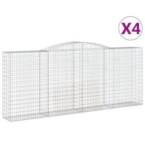 vidaXL Gabion bågformad 4 st 400x50x160/180 cm galvaniserat järn - Bild 2