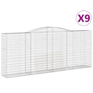 vidaXL Gabion bågformad 9 st 400x50x160/180 cm galvaniserat järn - Bild 2