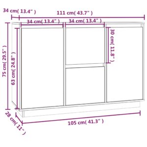 vidaXL Skåp vit 111x34x75 cm massiv furu - Bild 10