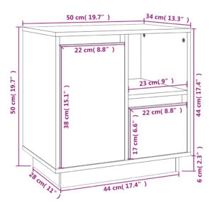 vidaXL Sängbord 2 st vit 50x34x50 cm massivt furuträ - Bild 12