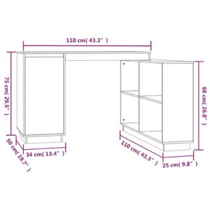 vidaXL Skrivbord vit 110x50x75 cm massiv furu - Bild 11