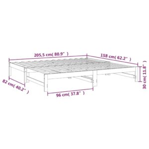 vidaXL Utdragbar dagbädd vit 2x(80x200) cm massiv furu - Bild 12