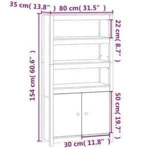 vidaXL Förvaringsskåp vit 80x35x154 cm massiv furu - Bild 9