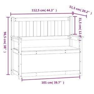 vidaXL Bänk svart 112,5x51,5x96,5 cm massiv furu - Bild 9