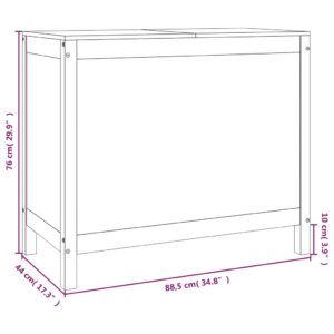 vidaXL Tvättkorg grå 88,5x44x76 cm massiv furu - Bild 10