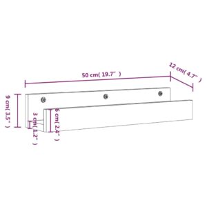 vidaXL Väggskåp 2 st Svart 50x12x9 cm massiv furu - Bild 9