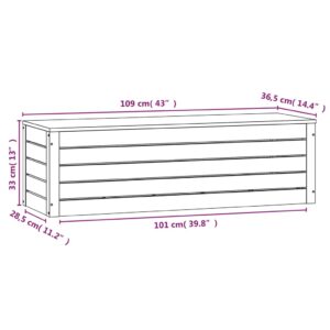 vidaXL Förvaringslåda vit 109x36,5x33 cm massiv furu - Bild 10