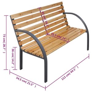 vidaXL Trädgårdsbänk 112 cm massivt granträ - Bild 5