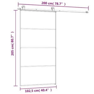 vidaXL Skjutdörr med hårdvara 102,5x205 cm ESG-glas och aluminium - Bild 8