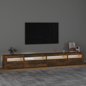 vidaXL Tv-bänk med LED-belysning rökfärgad ek 270x35x40 cm - Bild 3