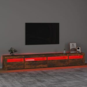 vidaXL Tv-bänk med LED-belysning rökfärgad ek 270x35x40 cm - Bild 5