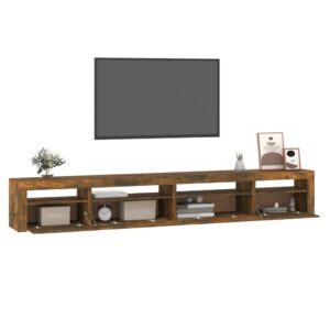 vidaXL Tv-bänk med LED-belysning rökfärgad ek 270x35x40 cm - Bild 6