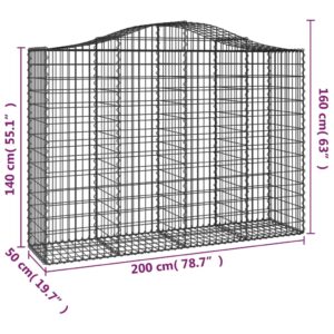 vidaXL Gabion bågformad 200x50x140/160 cm galvaniserat järn - Bild 5