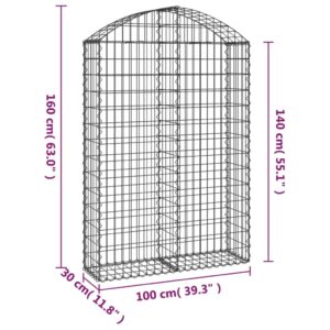 vidaXL Gabion bågformad 100x30x140/160 cm galvaniserat järn - Bild 5