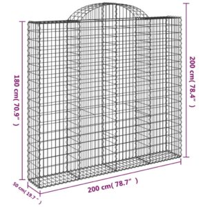 vidaXL Gabion bågformad 200x50x180/200 cm galvaniserat järn - Bild 5