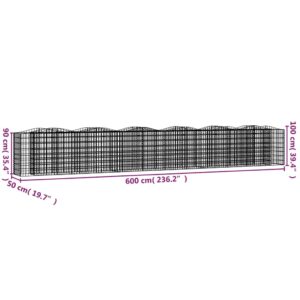 vidaXL Upphöjd planteringsgabion 600x50x100 cm galvaniserat järn - Bild 5