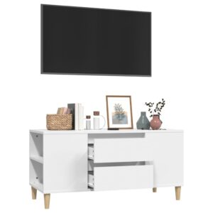 vidaXL Tv-bänk vit 102x44,5x50 cm konstruerat trä - Bild 5