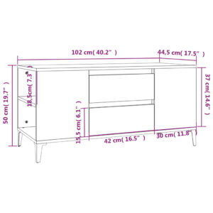 vidaXL Tv-bänk vit 102x44,5x50 cm konstruerat trä - Bild 10