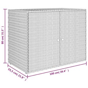 vidaXL Trädgårdsskåp grå 100x55,5x80 cm konstrotting - Bild 8