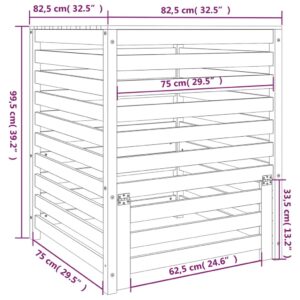 vidaXL Kompostlåda svart 82,5x82,5x99,5 cm massiv furu - Bild 10