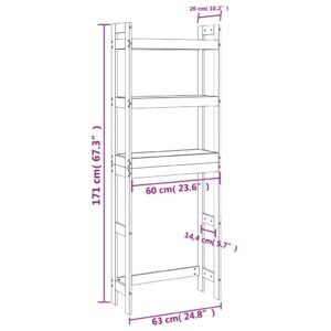 vidaXL Badrumshylla svart 63x26x171 cm massiv furu - Bild 9