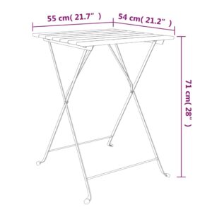 vidaXL Hopfällbart cafébord 55x54x71 cm massivt akaciaträ och stål - Bild 7