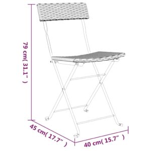 vidaXL Hopfällbart caféset 3 delar konstrotting brun - Bild 11