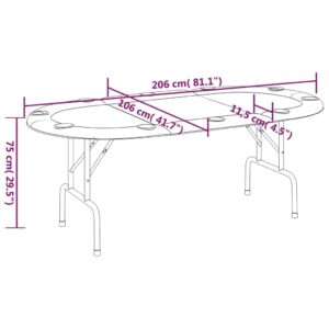 vidaXL Pokerbord för 10 spelare hopfällbart 206x106x75 cm grön - Bild 5