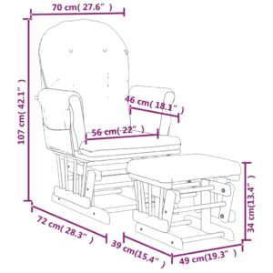 vidaXL Gungstol med fotpall brun tyg - Bild 12