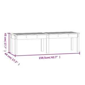 vidaXL Trädgårdsbänk 2-sits honungsbrun 159,5x44x45 cm massiv furu - Bild 8