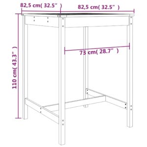 vidaXL Trädgårdsbord vit 82,5x82,5x110 cm massiv furu - Bild 7