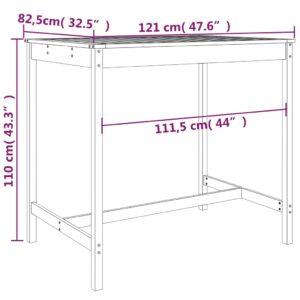 vidaXL Trädgårdsbord vit 121x82,5x110 cm massiv furu - Bild 7