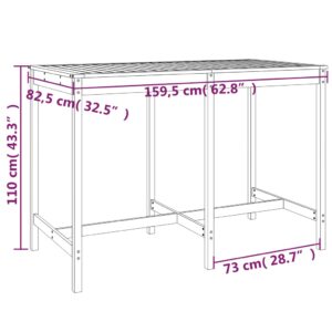 vidaXL Trädgårdsbord vit 159,5x82,5x110 cm massiv furu - Bild 7