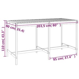 vidaXL Trädgårdsbord honungsbrun 203,5x90x110 cm massiv furu - Bild 7