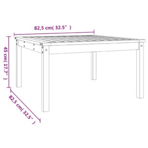 vidaXL Trädgårdsbord svart 82,5x82,5x45 cm massiv furu - Bild 8