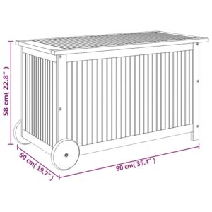 vidaXL Dynbox med hjul 90x50x58 cm massivt akaciaträ - Bild 8