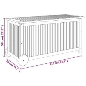 vidaXL Dynbox med hjul 113x50x58 cm massivt akaciaträ - Bild 8