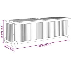 vidaXL Dynbox med hjul 150x50x58 cm massivt akaciaträ - Bild 8