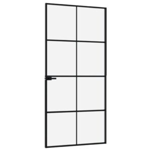 vidaXL Innerdörr 93x201,5 cm härdat glas och aluminium slim - Bild 4