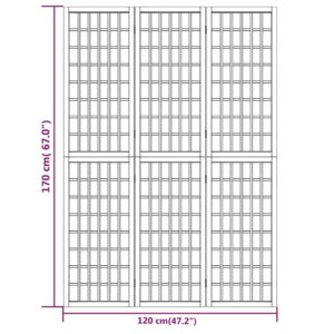 vidaXL Rumsavdelare med 3 paneler japansk stil 120x170 cm svart - Bild 7