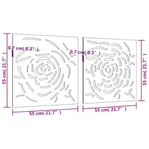 vidaXL Väggdekorationer 3 delar 55x55 cm rosttrögt stål rosdesign - Bild 8