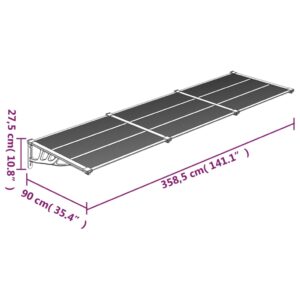 vidaXL Entrétak svart 358,5x90 cm polykarbonat - Bild 6