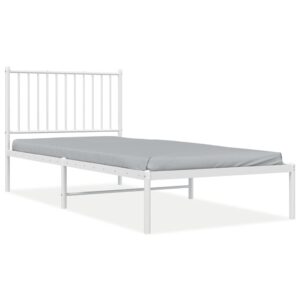 vidaXL Sängram med huvudgavel metall vit 90x200 cm - Bild 2